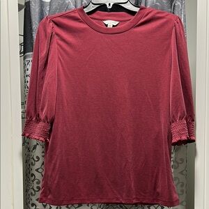 Lucky Brand Pink Relaxed Ribbed Blouse